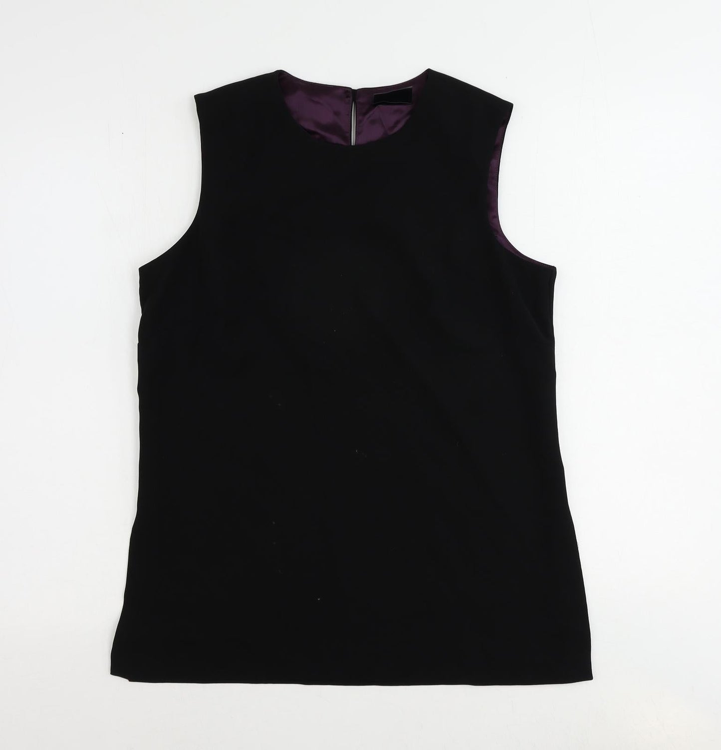 Peggy Page Womens Black Polyester Basic Blouse Size 14 Round Neck