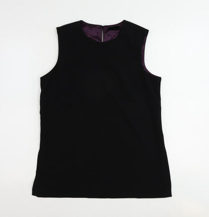 Peggy Page Womens Black Polyester Basic Blouse Size 14 Round Neck