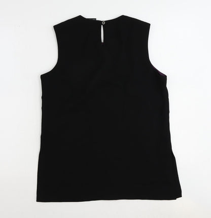 Peggy Page Womens Black Polyester Basic Blouse Size 14 Round Neck