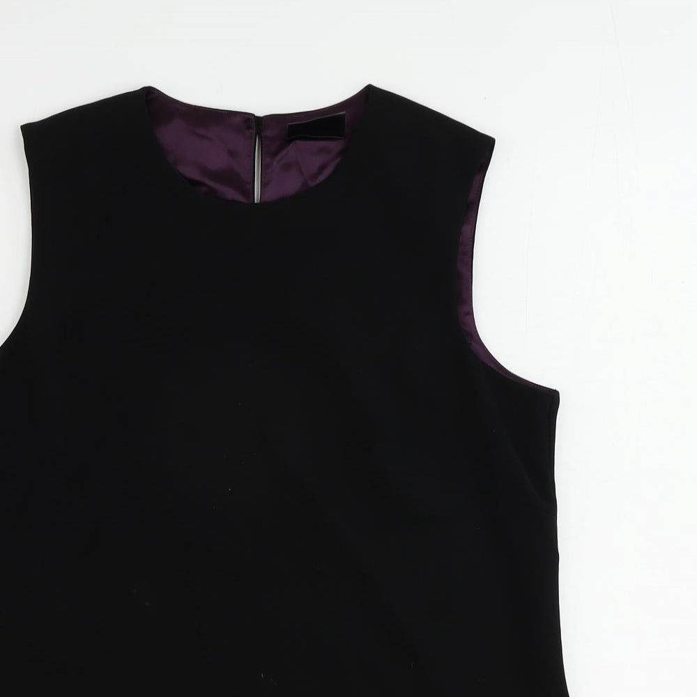 Peggy Page Womens Black Polyester Basic Blouse Size 14 Round Neck