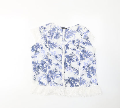 Womens UK Size 12 Roman Blue Basic Button-Up