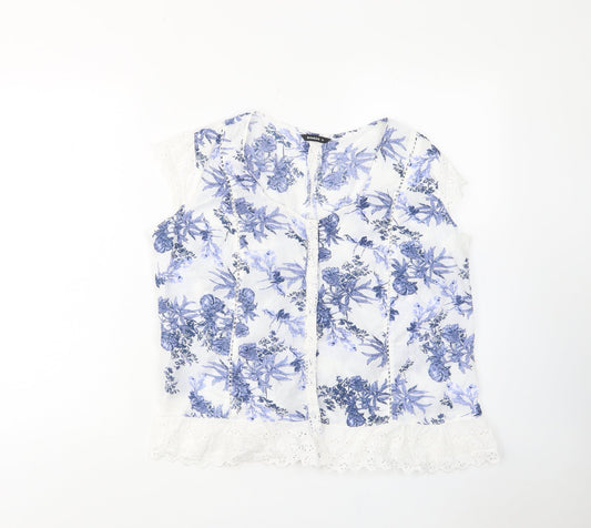 Womens UK Size 12 Roman Blue Basic Button-Up