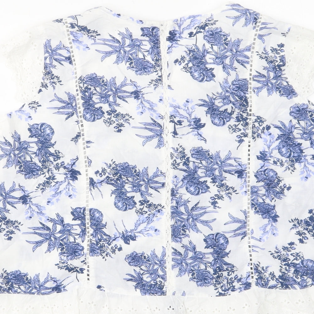 Womens UK Size 12 Roman Blue Basic Button-Up