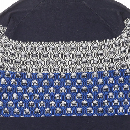 NEXT Mens Blue Crew Neck Geometric Polyester Pullover Jumper Size S Long Sleeve