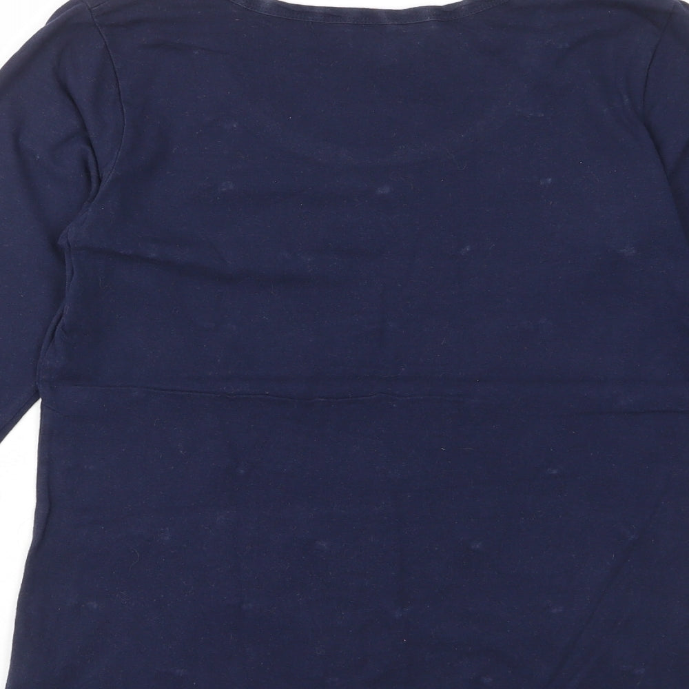 Dickins & Jones Womens Blue Cotton Basic T-Shirt Size S Scoop Neck - Studded