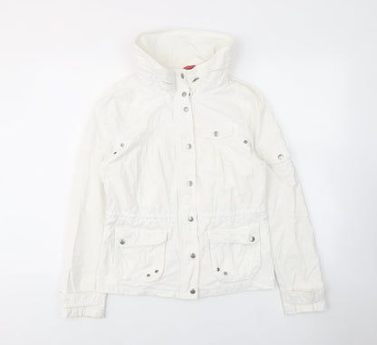 H&M Womens White Jacket Size 10 Zip - Pockets, Buttons