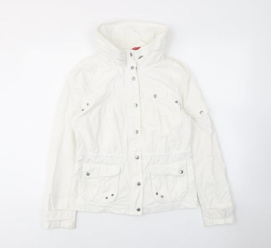 H&M Womens White Jacket Size 10 Zip - Pockets, Buttons