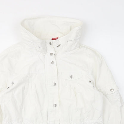 H&M Womens White Jacket Size 10 Zip - Pockets, Buttons