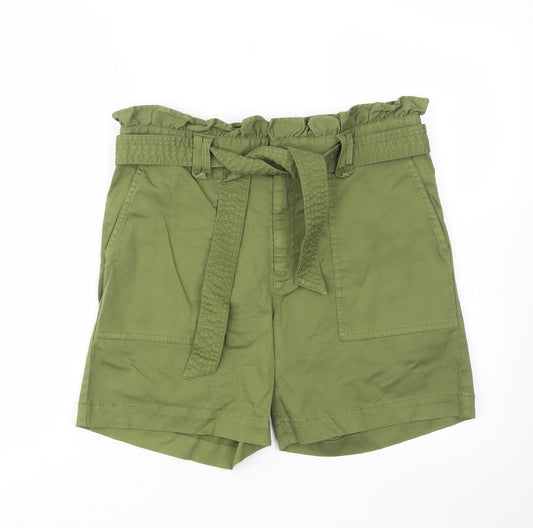 Studio Womens Green Cotton Bermuda Shorts Size 28 in L7 in Regular Zip - Pockets, Belt Loops, Elastic waist, Belted