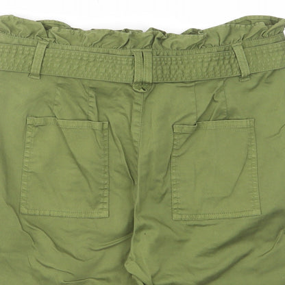 Studio Womens Green Cotton Bermuda Shorts Size 28 in L7 in Regular Zip - Pockets, Belt Loops, Elastic waist, Belted
