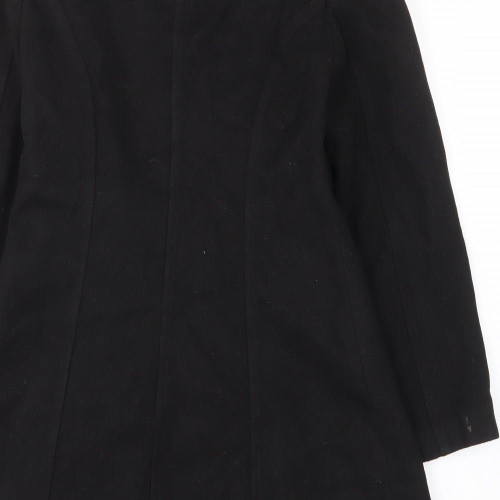 Tasan Womens Black Argyle/Diamond Overcoat Coat Size S Snap - Pockets, Embroided, Collared, Gitter