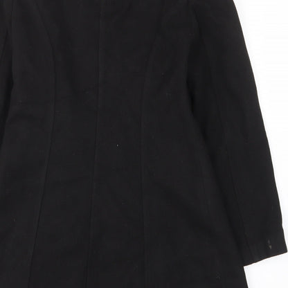 Tasan Womens Black Argyle/Diamond Overcoat Coat Size S Snap - Pockets, Embroided, Collared, Gitter