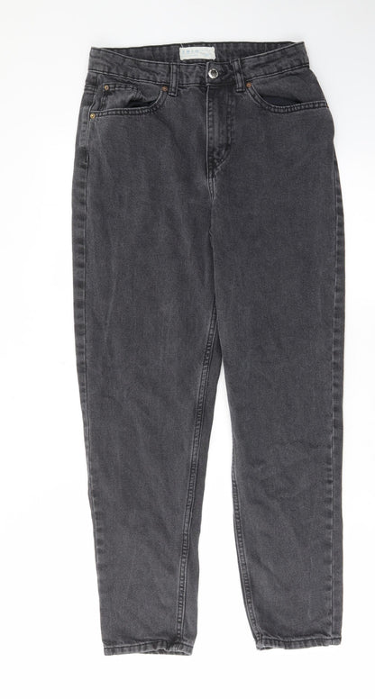 Denim & Co. Womens Grey Cotton Straight Jeans Size 8 L28 in Regular Zip - Pockets, Belt Loops