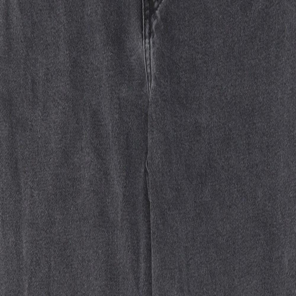 Denim & Co. Womens Grey Cotton Straight Jeans Size 8 L28 in Regular Zip - Pockets, Belt Loops