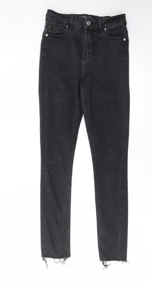 Denim & Co. Womens Black Cotton Skinny Jeans Size 8 L27 in Regular Zip - Pockets, Belt Loops