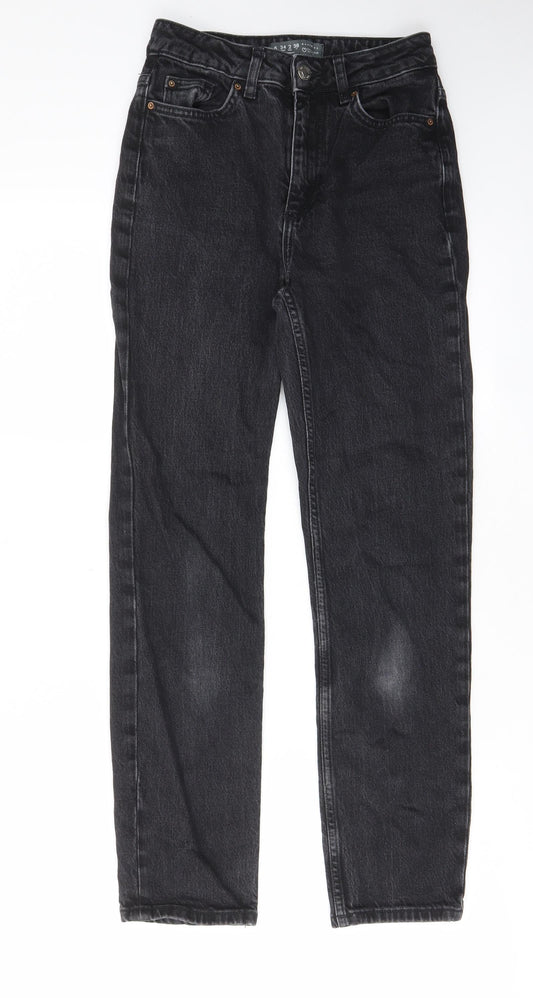 Denim & Co. Womens Black Cotton Straight Jeans Size 6 L27 in Regular Zip - Pockets, Belt Loops