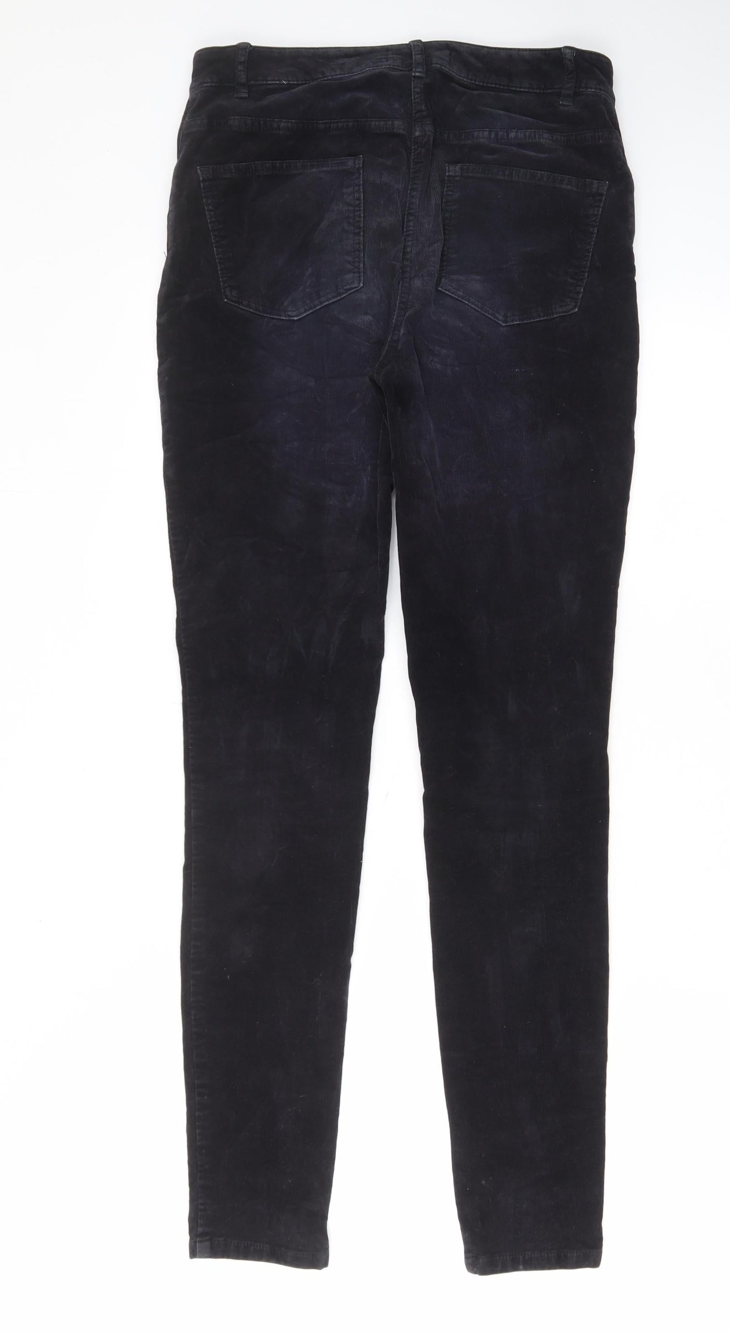Indigo Womens Blue Cotton Trousers Size 8 L31 in Regular Zip - Pockets, Belt Loops, Zips