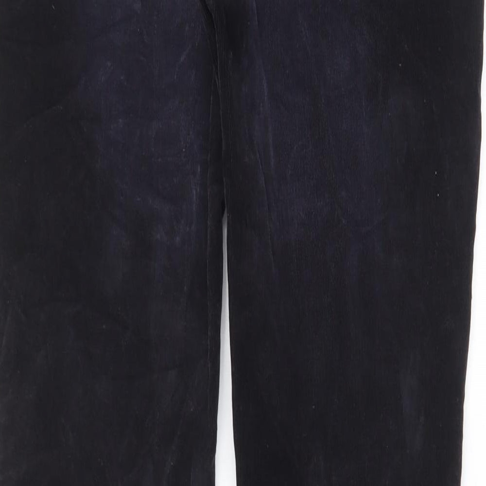 Indigo Womens Blue Cotton Trousers Size 8 L31 in Regular Zip - Pockets, Belt Loops, Zips