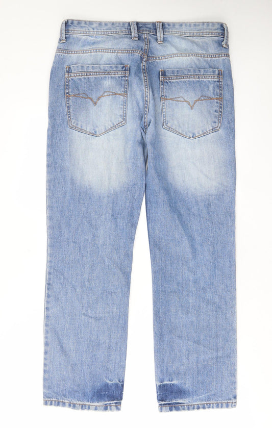 Burton Mens Blue Cotton Straight Jeans Size 34 in L30 in Slim Zip - Short leg, Pockets