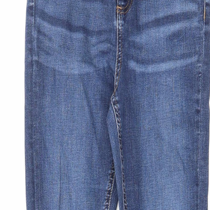 Miss Selfridge Womens Blue Cotton Skinny Jeans Size 6 L30 in Regular Zip - Pockets, Belt Loops