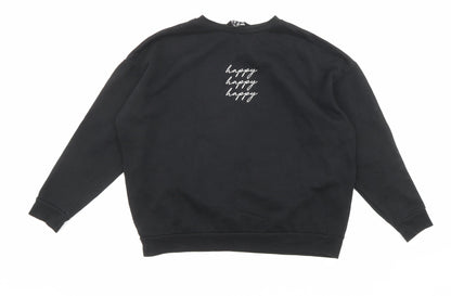 New Look Womens Black Cotton Pullover Sweatshirt Size S Pullover