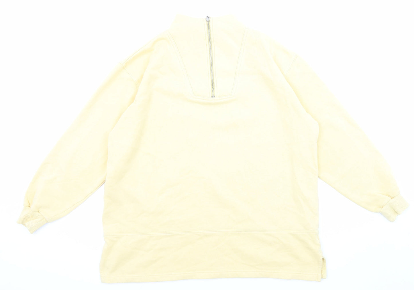 Debenhams Womens Yellow Cotton Pullover Sweatshirt Size M Zip