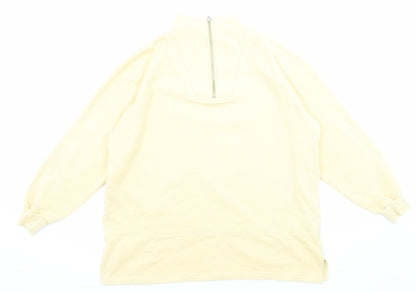 Debenhams Womens Yellow Cotton Pullover Sweatshirt Size M Zip