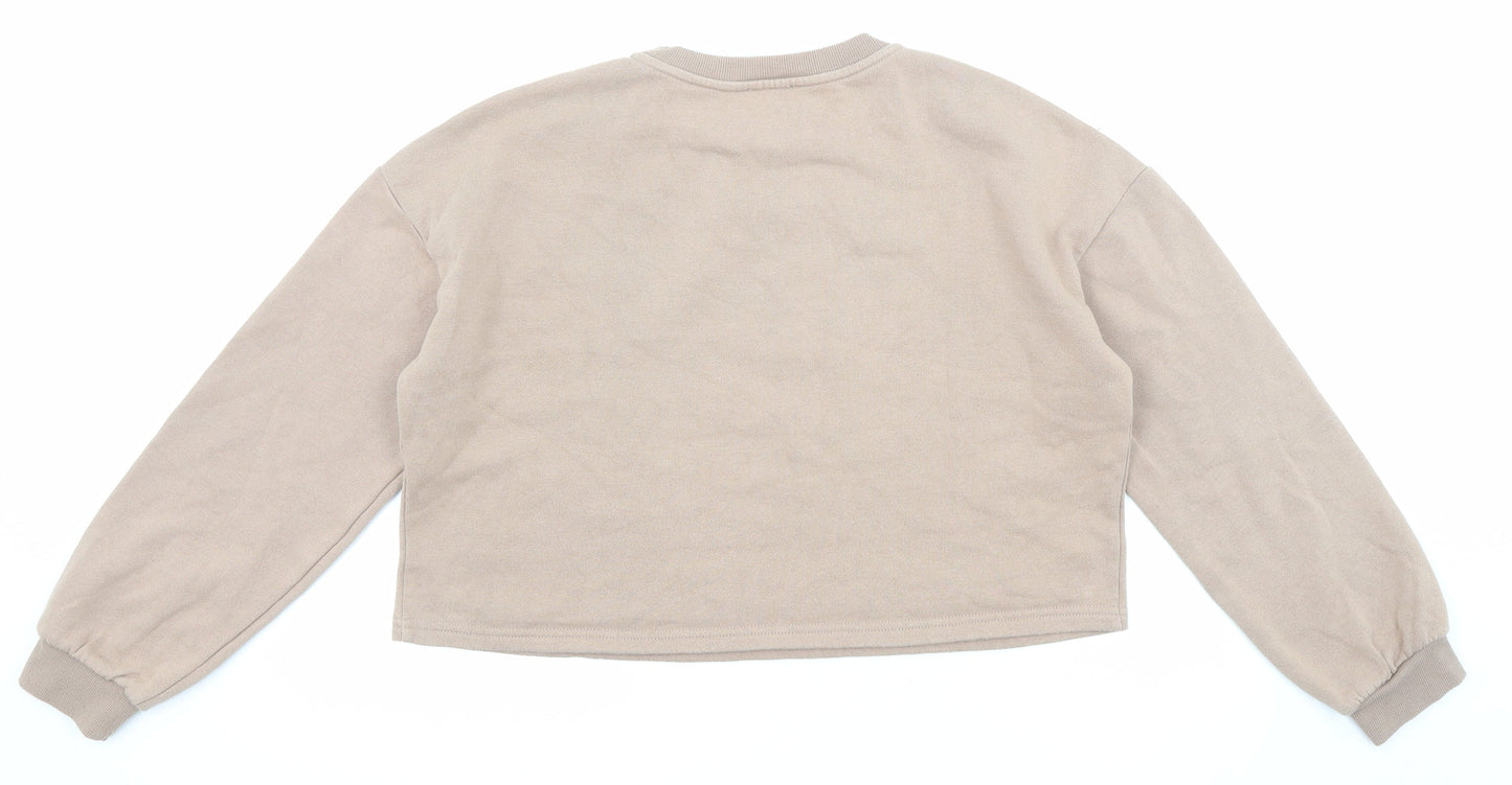 New Look Girls Brown Cotton Pullover Sweatshirt Size 14-15 Years Pullover
