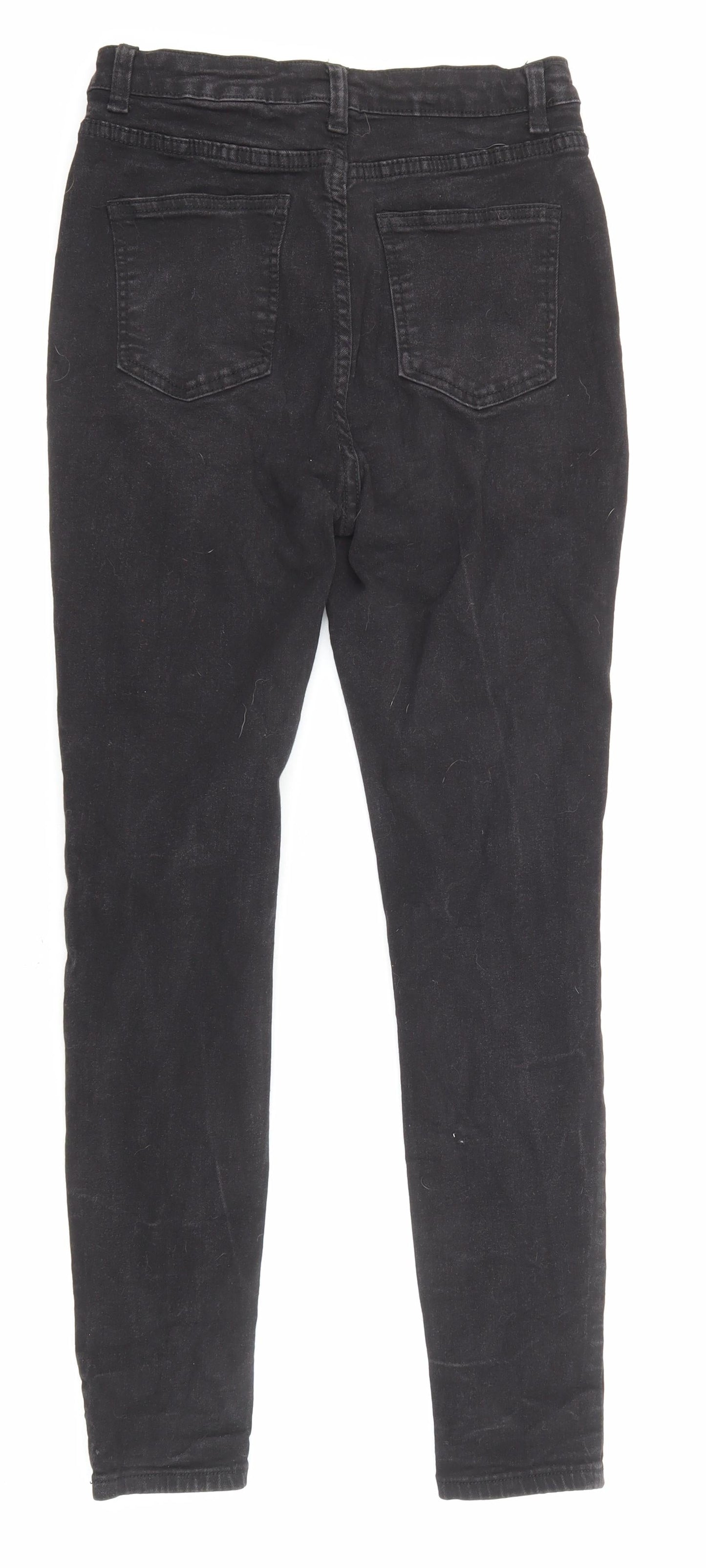 Boohoo Womens Black Cotton Skinny Jeans Size 10 L27 in Regular Zip - Pockets