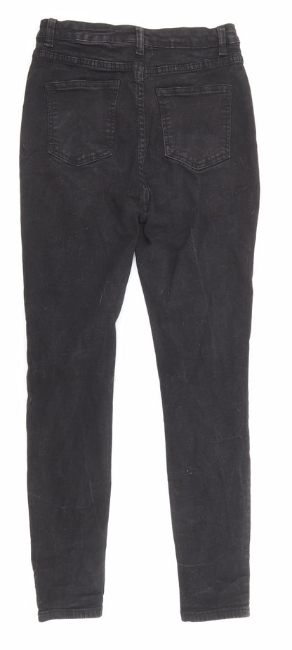 Boohoo Womens Black Cotton Skinny Jeans Size 10 L27 in Regular Zip - Pockets