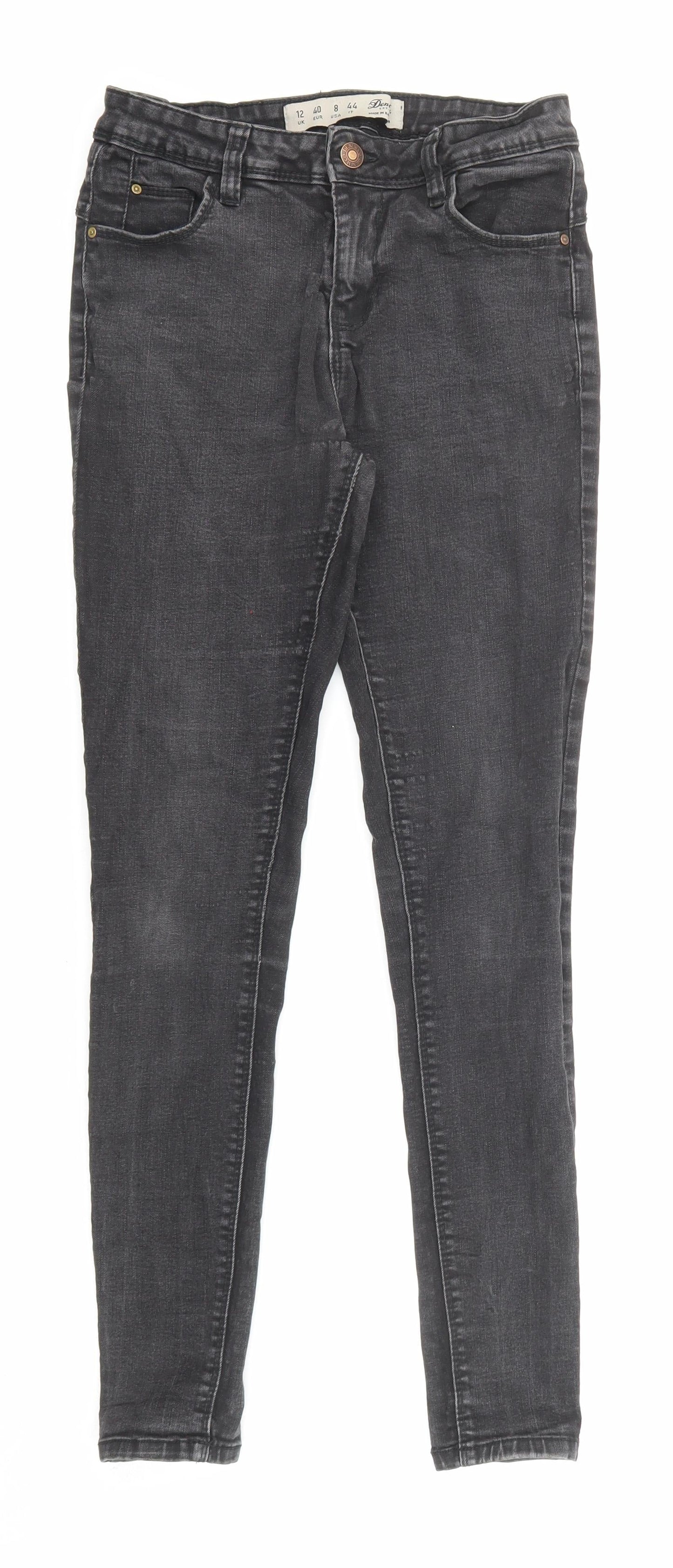 Denim & Co. Womens Black Cotton Skinny Jeans Size 12 L27 in Regular Zip - Pockets