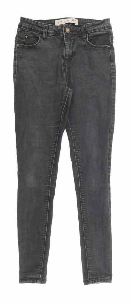 Denim & Co. Womens Black Cotton Skinny Jeans Size 12 L27 in Regular Zip - Pockets