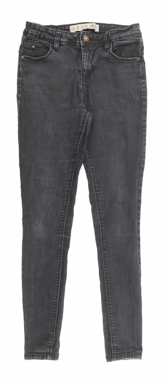 Denim & Co. Womens Black Cotton Skinny Jeans Size 12 L27 in Regular Zip - Pockets