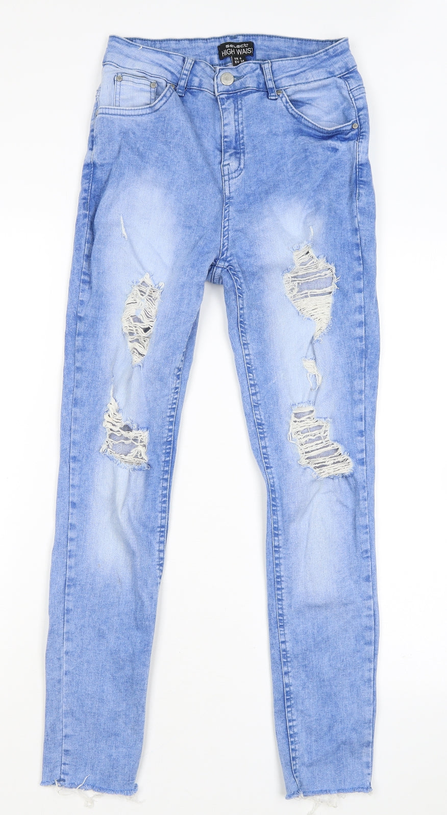 Select Womens Blue Cotton Skinny Jeans Size 6 L26 in Regular Zip