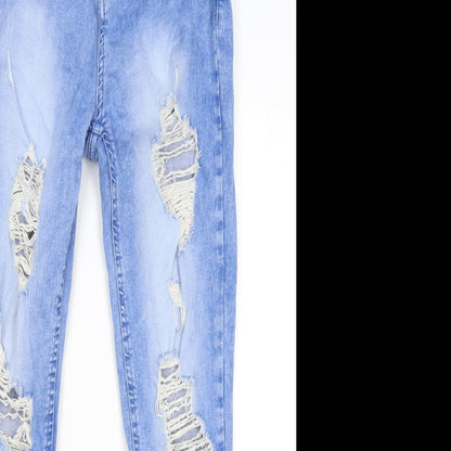 Select Womens Blue Cotton Skinny Jeans Size 6 L26 in Regular Zip