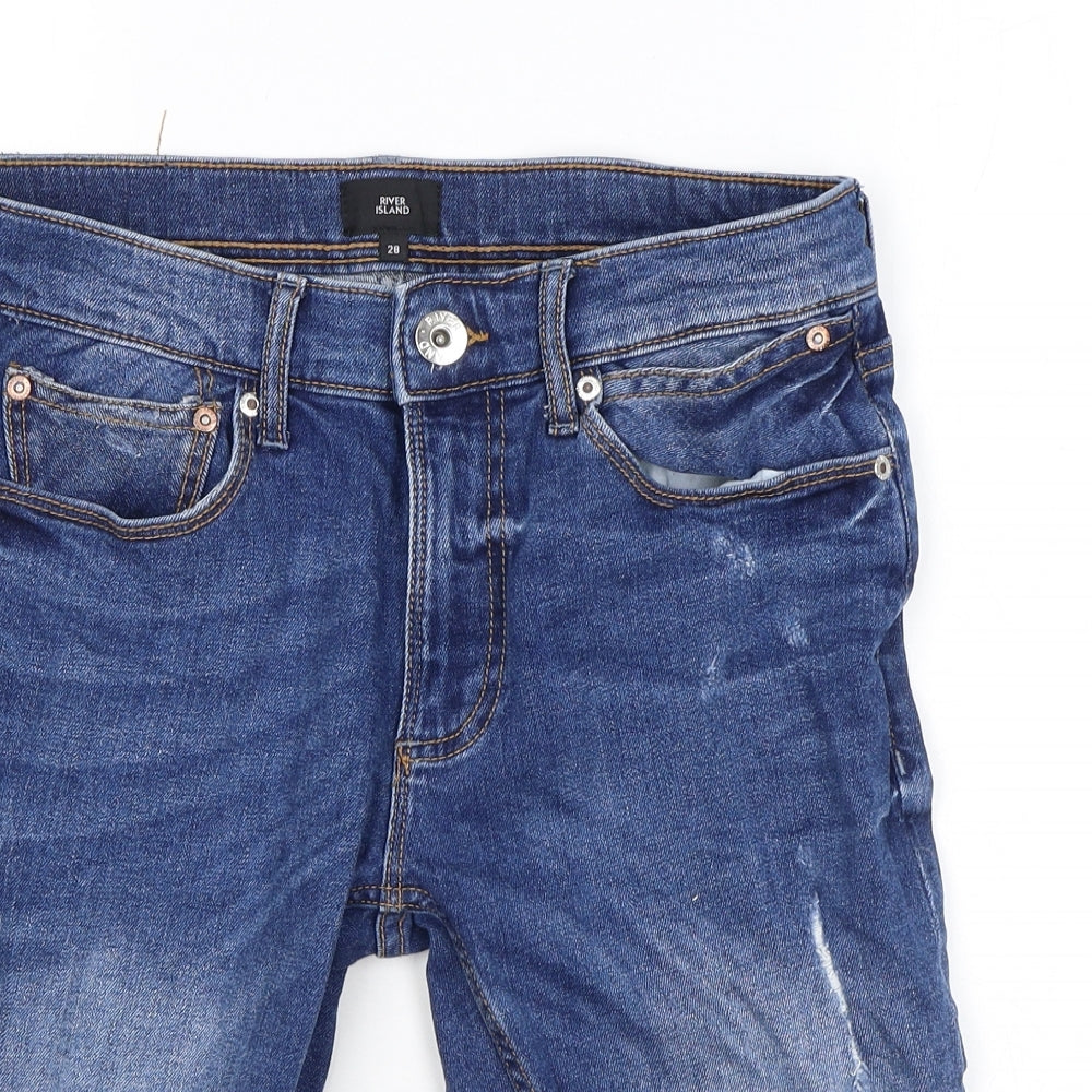 River Island Mens Blue Cotton Bermuda Shorts Size 28 in L11 in Regular Zip
