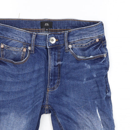 River Island Mens Blue Cotton Bermuda Shorts Size 28 in L11 in Regular Zip