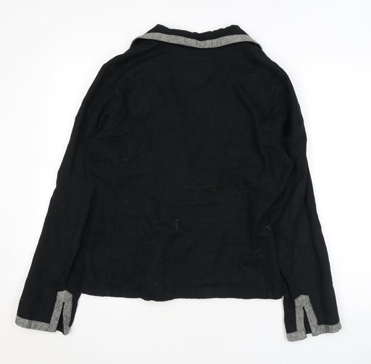 Fransa Womens Black Jacket Blazer Size M Button - Embroidery Flowers