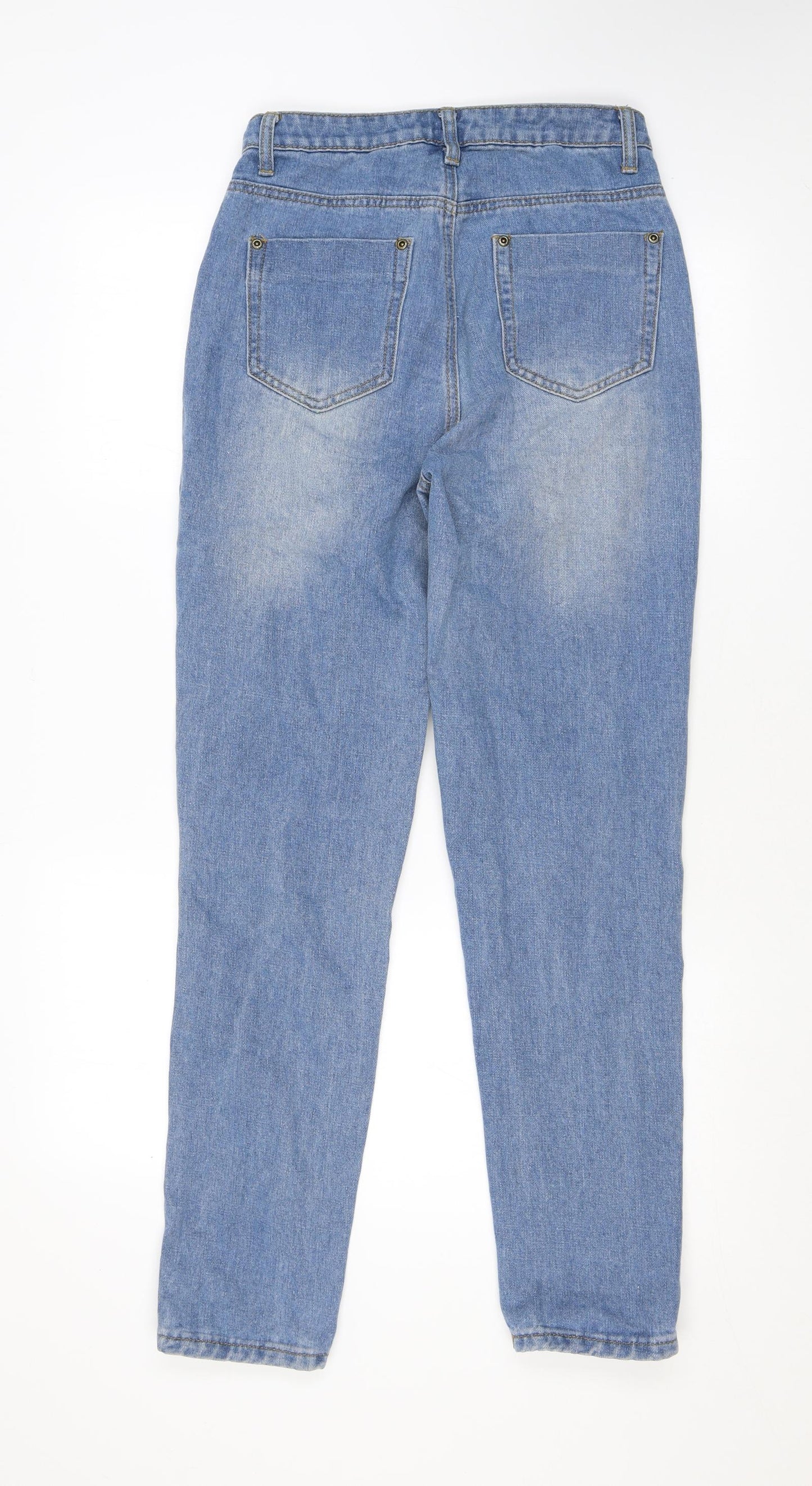 Boohoo Womens Blue Cotton Skinny Jeans Size 6 L28 in Regular Zip