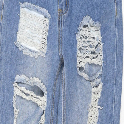 Boohoo Womens Blue Cotton Skinny Jeans Size 6 L28 in Regular Zip