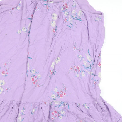 In Other Words Womens Purple Floral Viscose Basic Tank Size 16 Round Neck - Beads, Keyhole Neckline
