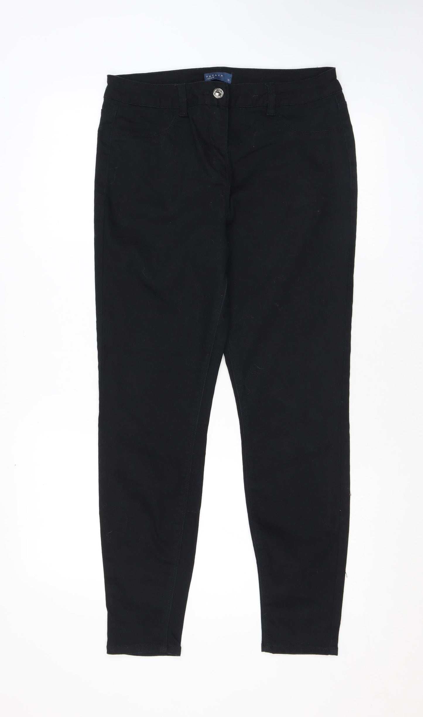 Womens UK Size 12 Papaya Regular Fit Skinny Black Jeans