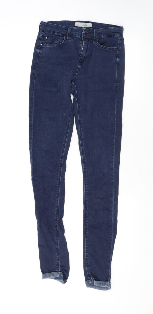 Topshop Womens Blue Cotton Skinny Jeans Size 26 L30 in Regular Zip