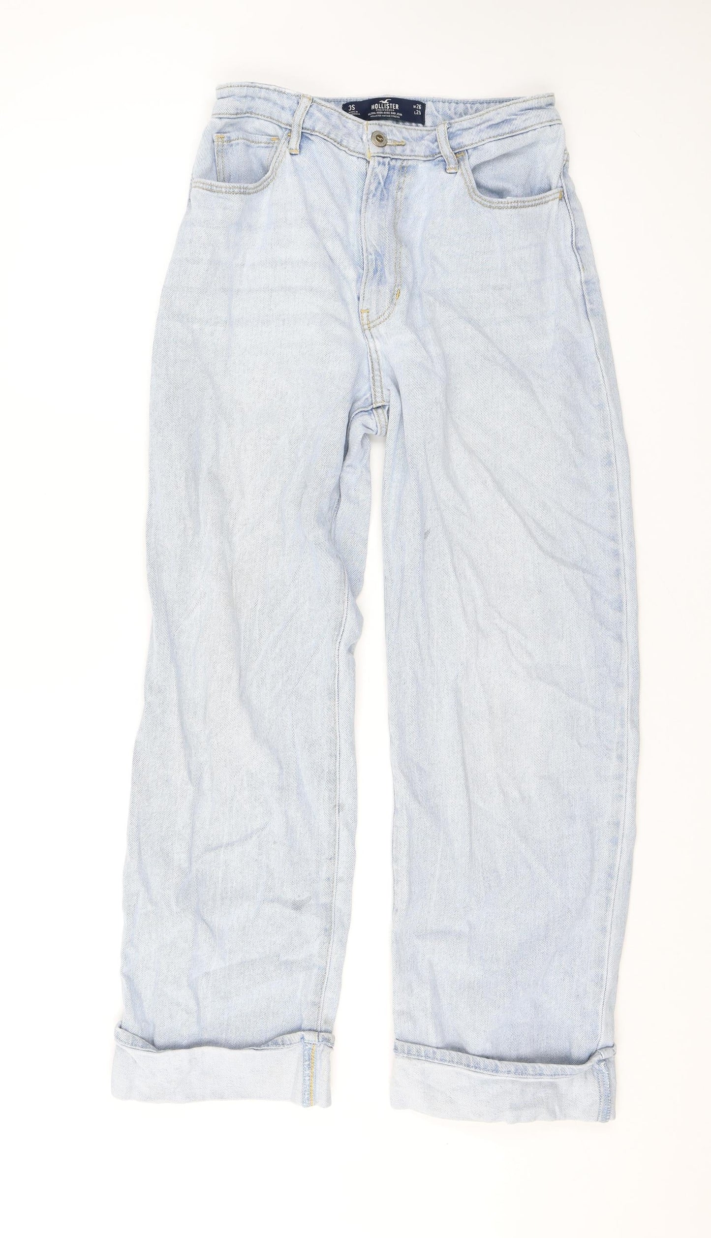 Hollister Womens Blue Cotton Boyfriend Jeans Size 26 L26 in Regular Zip