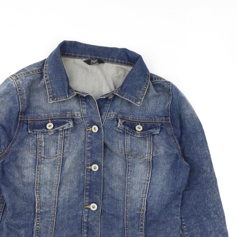 F&F Womens Blue Jacket Size 8 Button