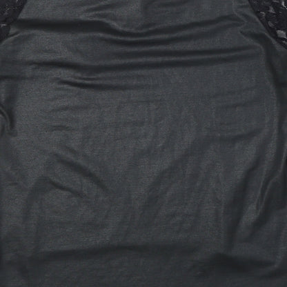 El Armario de Suhi Womens Black Polyester Basic Blouse Size XS Round Neck - Lace Sleeves, Bow Detail