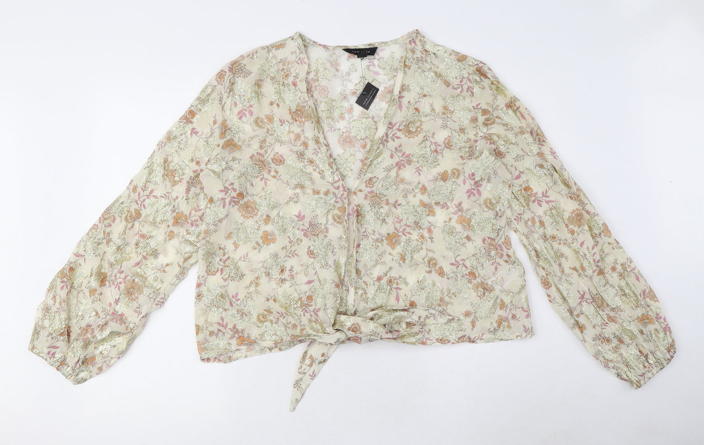 Womens UK Size 12 New Look Beige Cropped Blouse