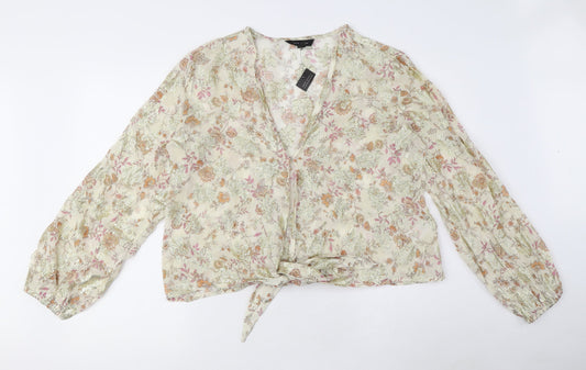 Womens UK Size 12 New Look Beige Cropped Blouse
