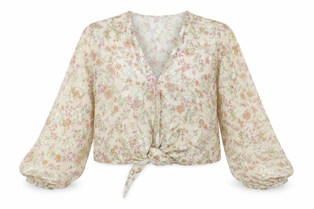 Womens UK Size 12 New Look Beige Cropped Blouse