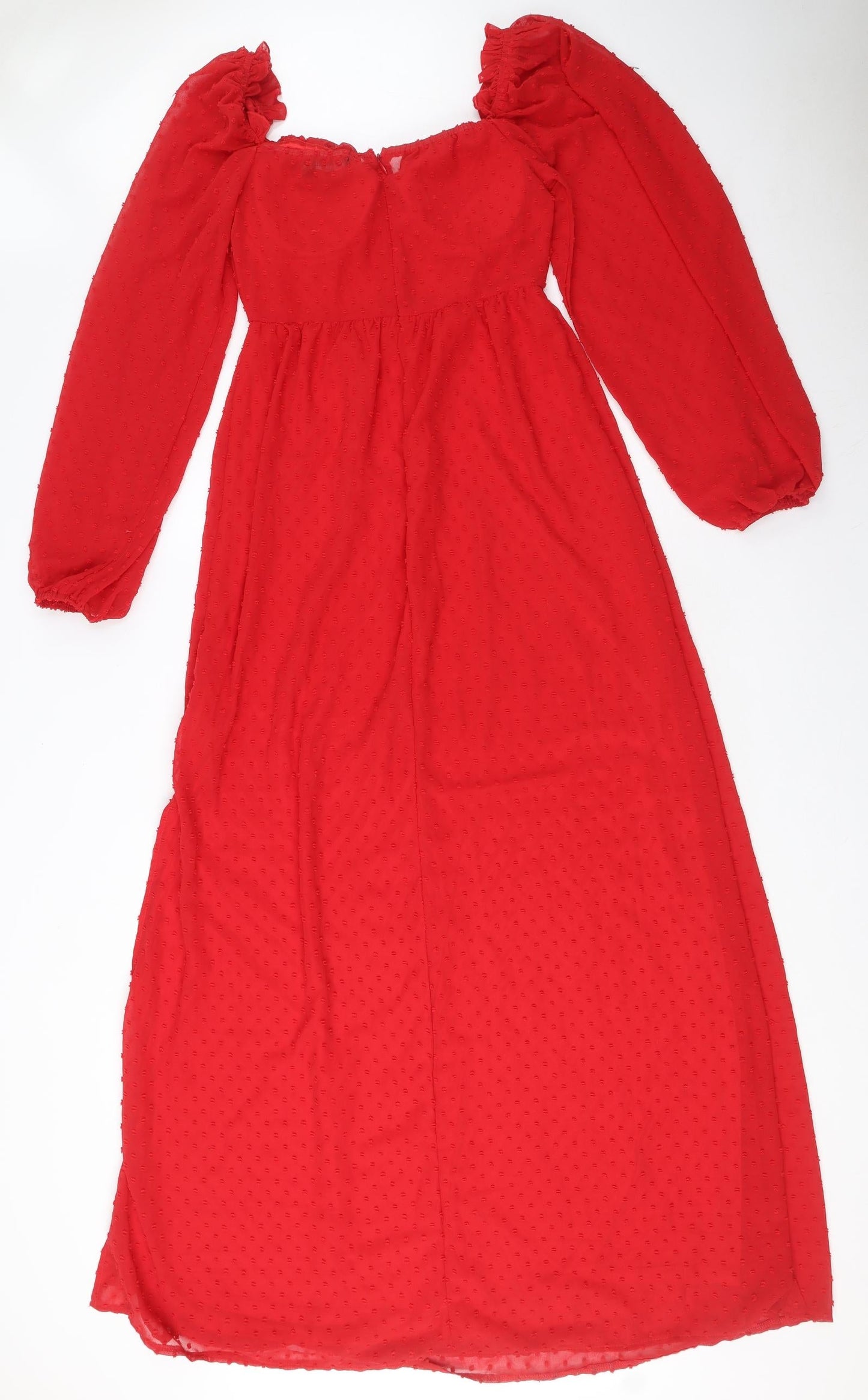 Nasty Gal Womens Red Polyester Maxi Size 6 Sweetheart Zip - Textured, Slit hem